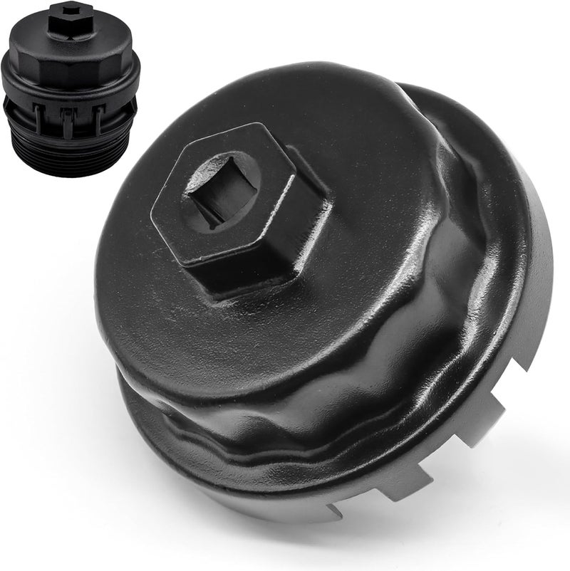 OXCANO 64 mm x 14 flutes Oil Filter Wrench Removal tool Compatible with Toyota Lexus (Black) - Image 1